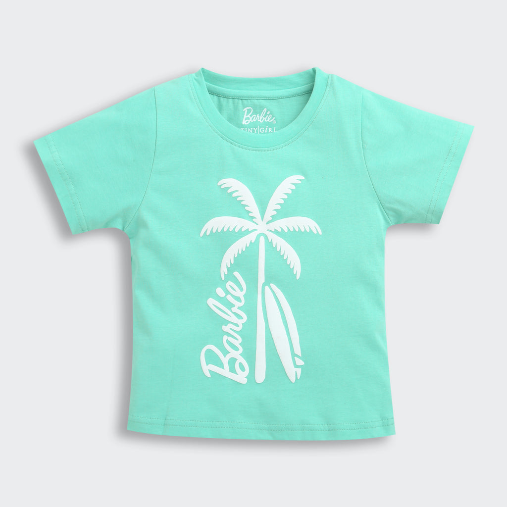 Barbie Aqua Blue Palm Print Tee BATP2125