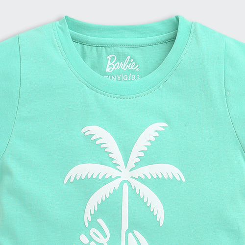 Barbie Aqua Blue Palm Print Tee BATP2125