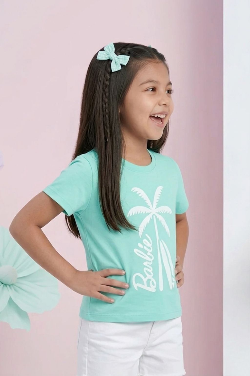 Barbie Aqua Blue Palm Print Tee BATP2125