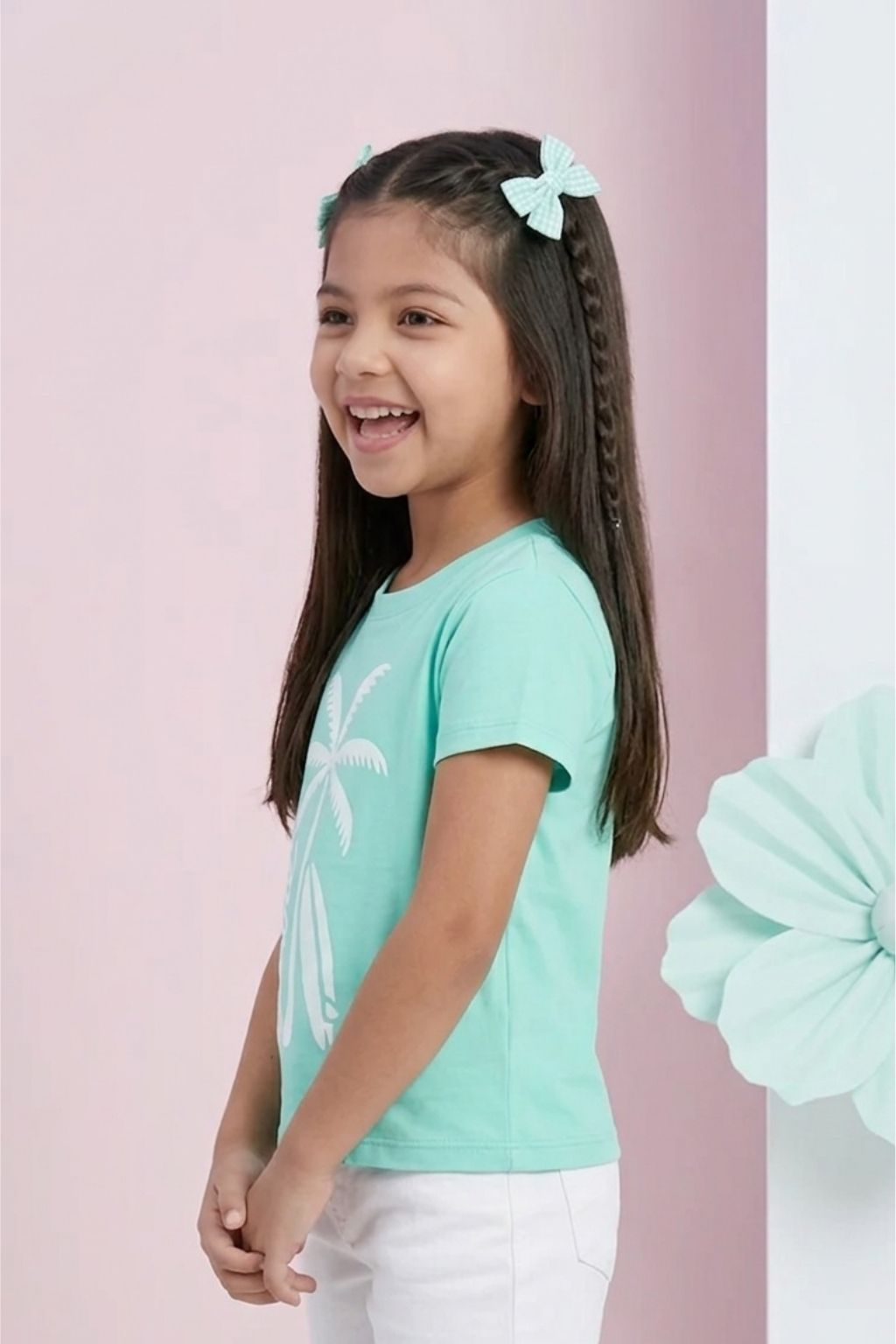 Barbie Aqua Blue Palm Print Tee BATP2125