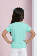 Barbie Aqua Blue Palm Print Tee BATP2125