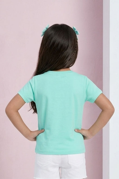 Barbie Aqua Blue Palm Print Tee BATP2125
