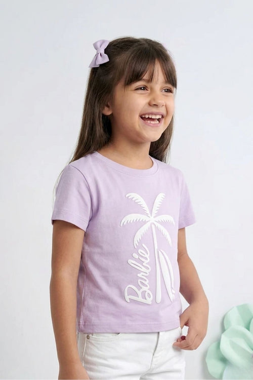 Barbie Relaxed Lilac Palm Print Tee BATP2125