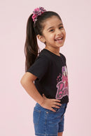 Barbie Black Graphic Crop Top BATP2178