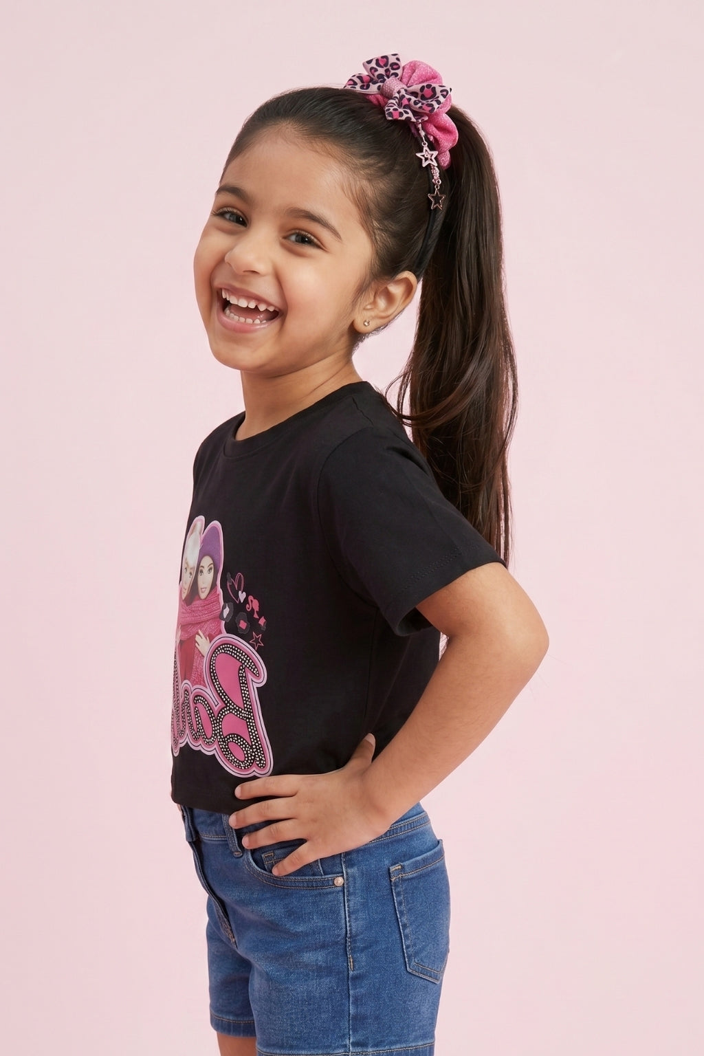 Barbie Black Graphic Crop Top BATP2178