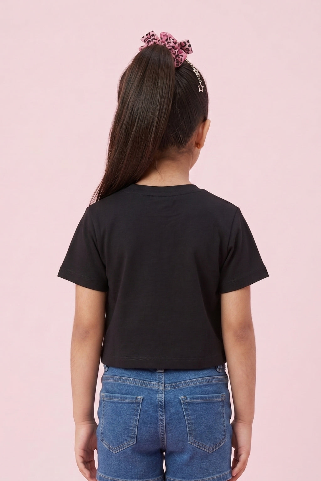 Barbie Black Graphic Crop Top BATP2178