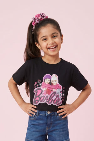 Barbie Black Graphic Crop Top BATP2178