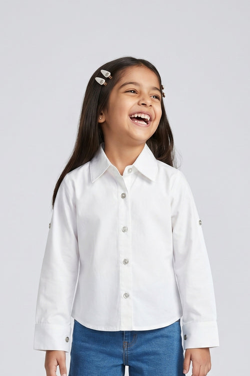 Barbie Button-Down Off-White Full Sleeve Shirt BATP2181