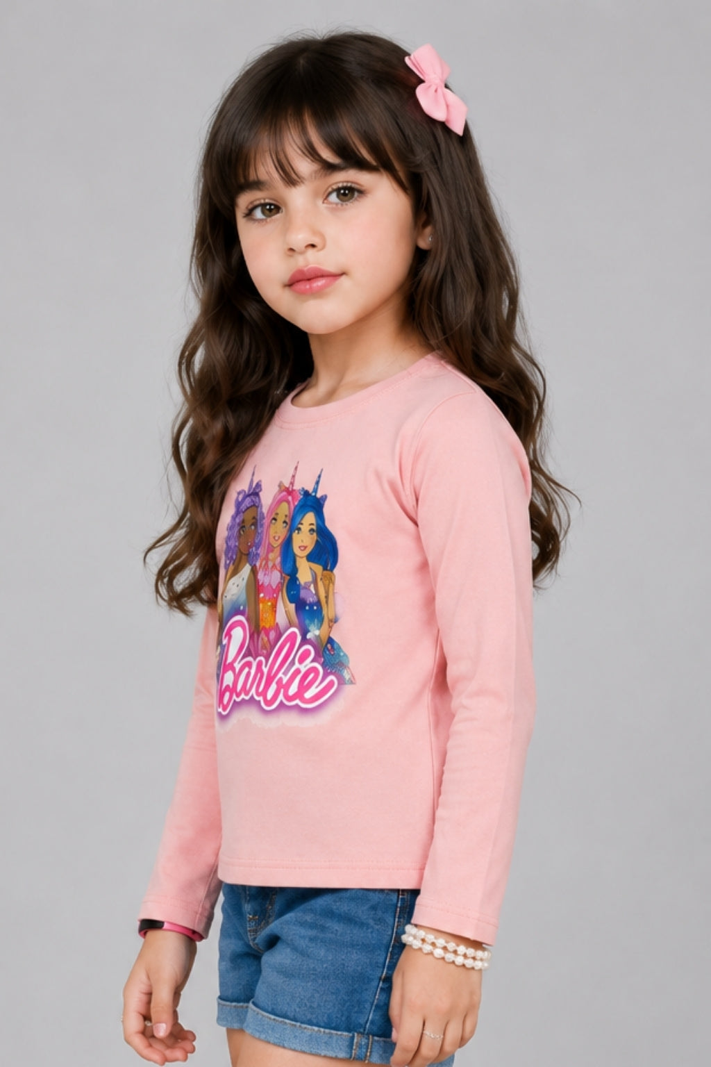 Pink Barbie Graphic Full Sleeves T-Shirt BATP2295