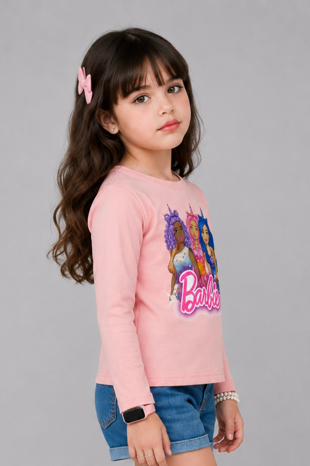 Pink Barbie Graphic Full Sleeves T-Shirt BATP2295
