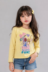 Barbie Lemon Yellow “Time to Have Fun” Graphic Full Sleeve T-Shirt BATP2297