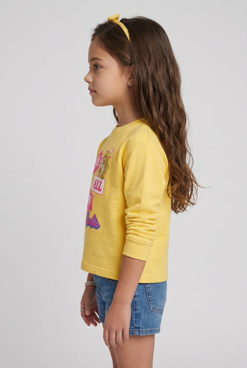 Barbie Yellow “Yay All Day” Graphic Sweatshirt BATP2298