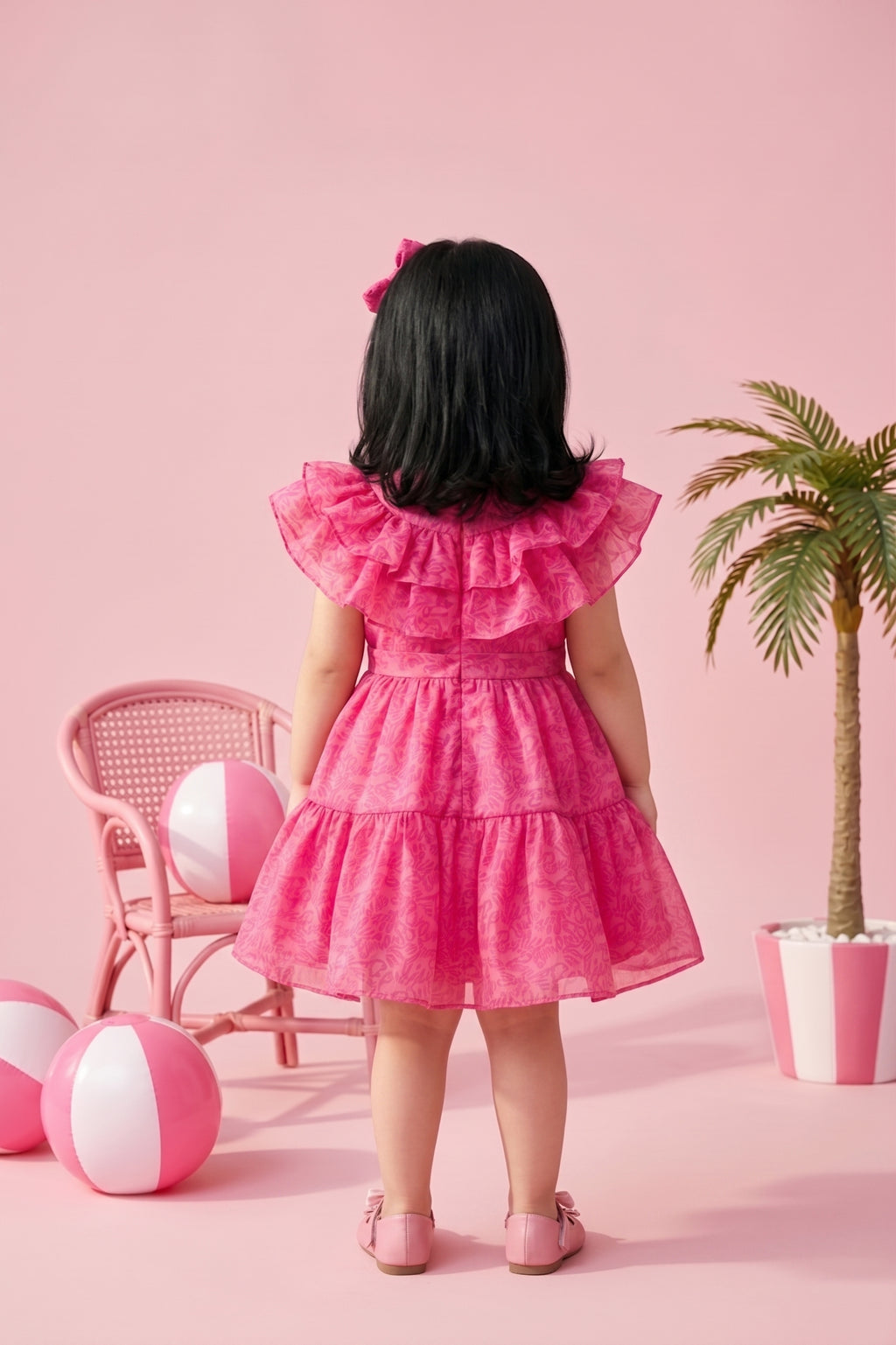 Barbie Pink Lace Party Dress with Ruffles BAF205