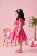 Barbie Pink Lace Party Dress with Ruffles BAF205