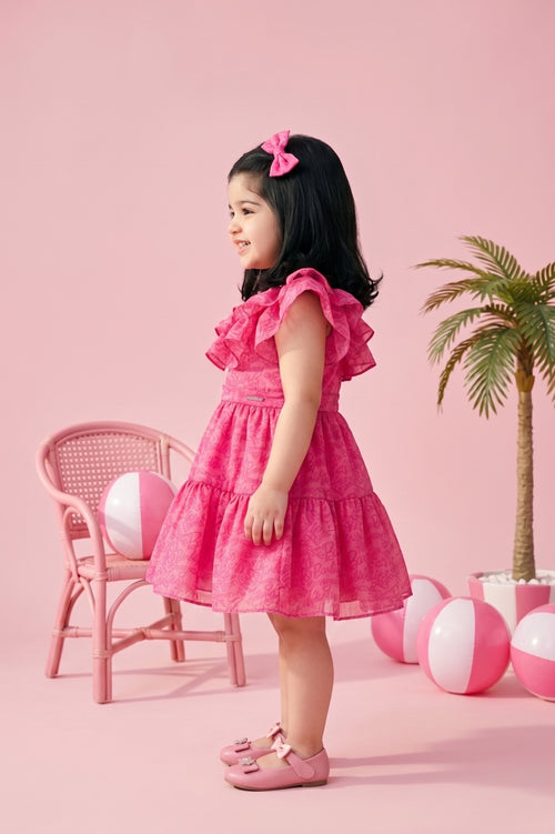 Barbie Pink Lace Party Dress with Ruffles BAF205
