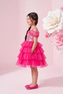 Barbie Spaghetti Neck Sequin Mid-Waist Frock BAF218