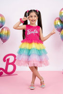 Girls Barbie Rainbow Tulle Dress BAF222
