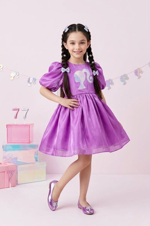 Barbie Girls Puff Sleeve Party Dress BAF223