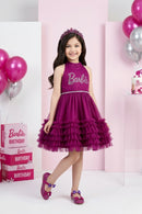 Barbie Wine Sleeveless Layered Tulle Party Dress BAF237