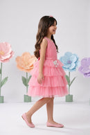 Barbie Peach Net Layered Embellished Party Dress BAF245
