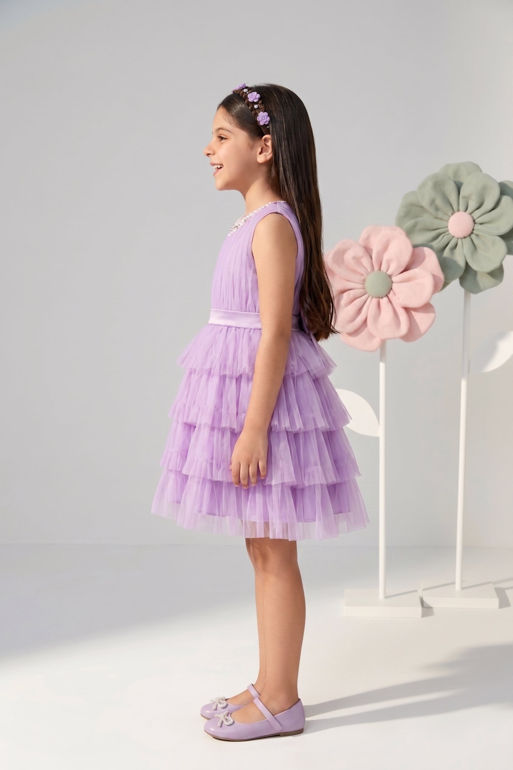 Barbie Lavender Net Layered Party Dress BAF245