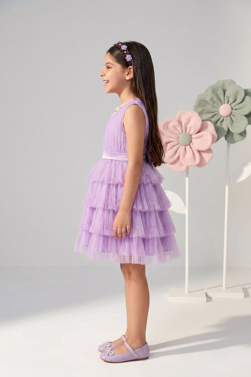 Barbie Lavender Net Layered Party Dress BAF245