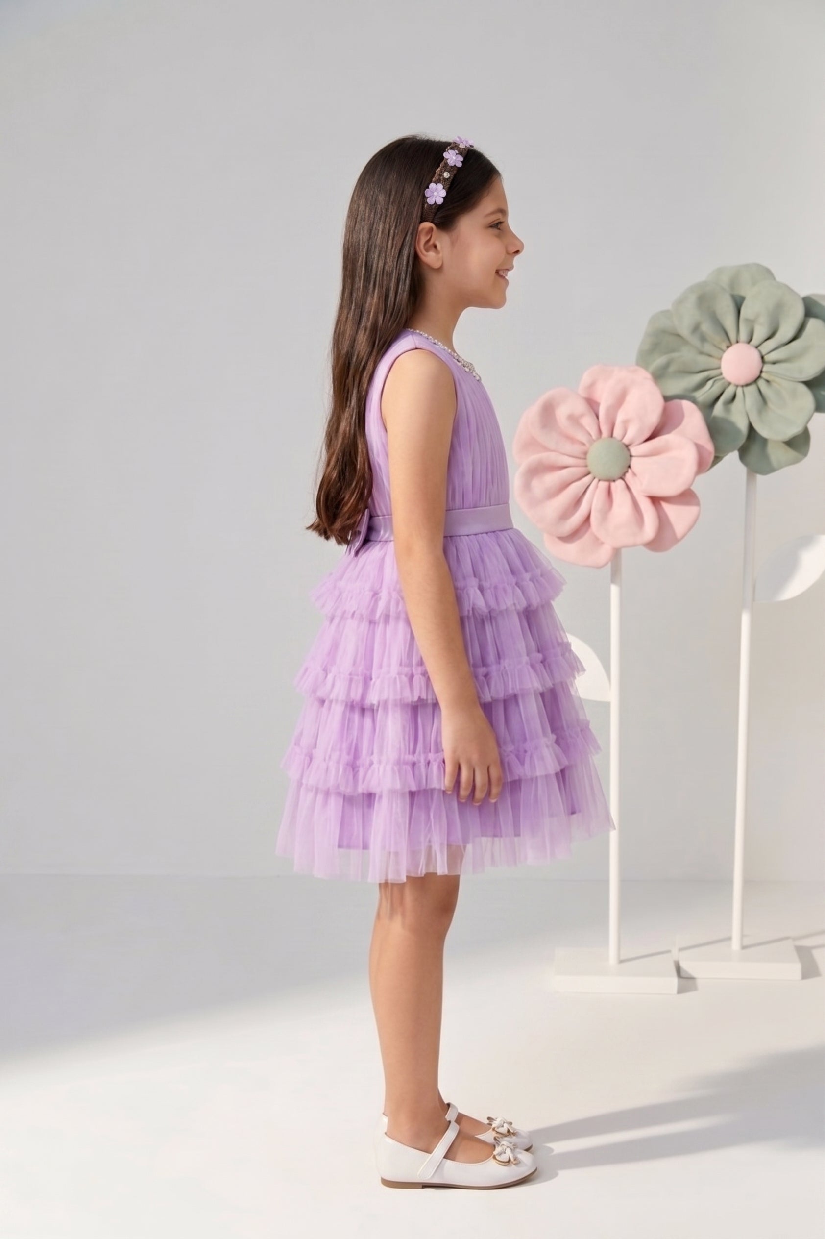 Barbie Lavender Net Layered Party Dress BAF245