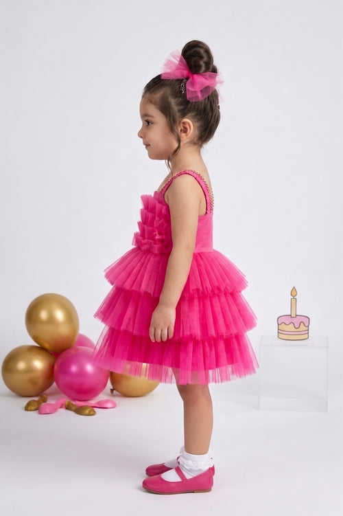 Pink Layered Tulle Dress BAF285