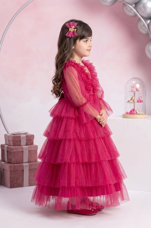 Barbie Girls Hot Pink Layered Tulle Gown Dress  BAG433