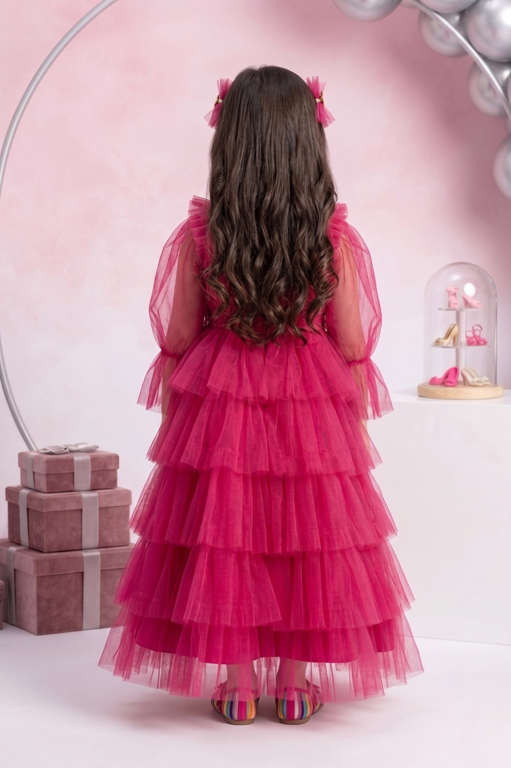 Barbie Girls Hot Pink Layered Tulle Gown Dress  BAG433