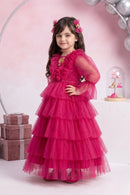 Barbie Girls Hot Pink Layered Tulle Gown Dress  BAG433
