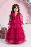 Barbie Girls Hot Pink Layered Tulle Gown Dress  BAG433