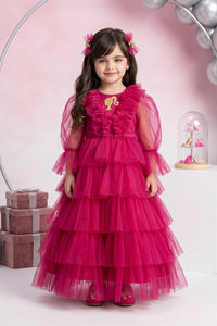 Barbie Girls Hot Pink Layered Tulle Gown Dress  BAG433