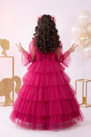 Barbie Girls Hot Pink Layered Tulle Party Gown Dress BAG433