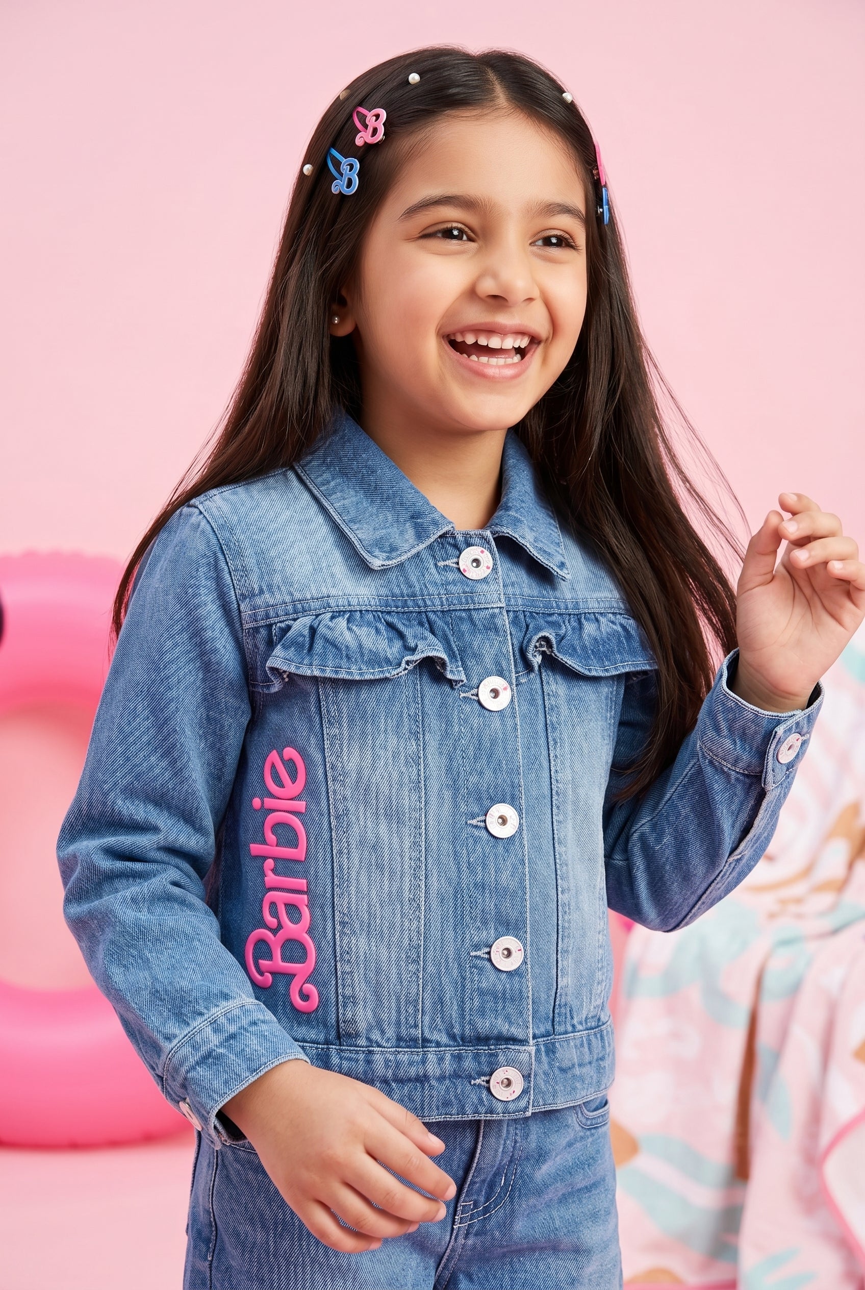 Barbie Light Blue Denim Jacket with Embroidery for Toddlers BAIJ0002