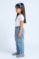 Barbie Girl Light Blue Denim Cargo Joggers BAIP0001