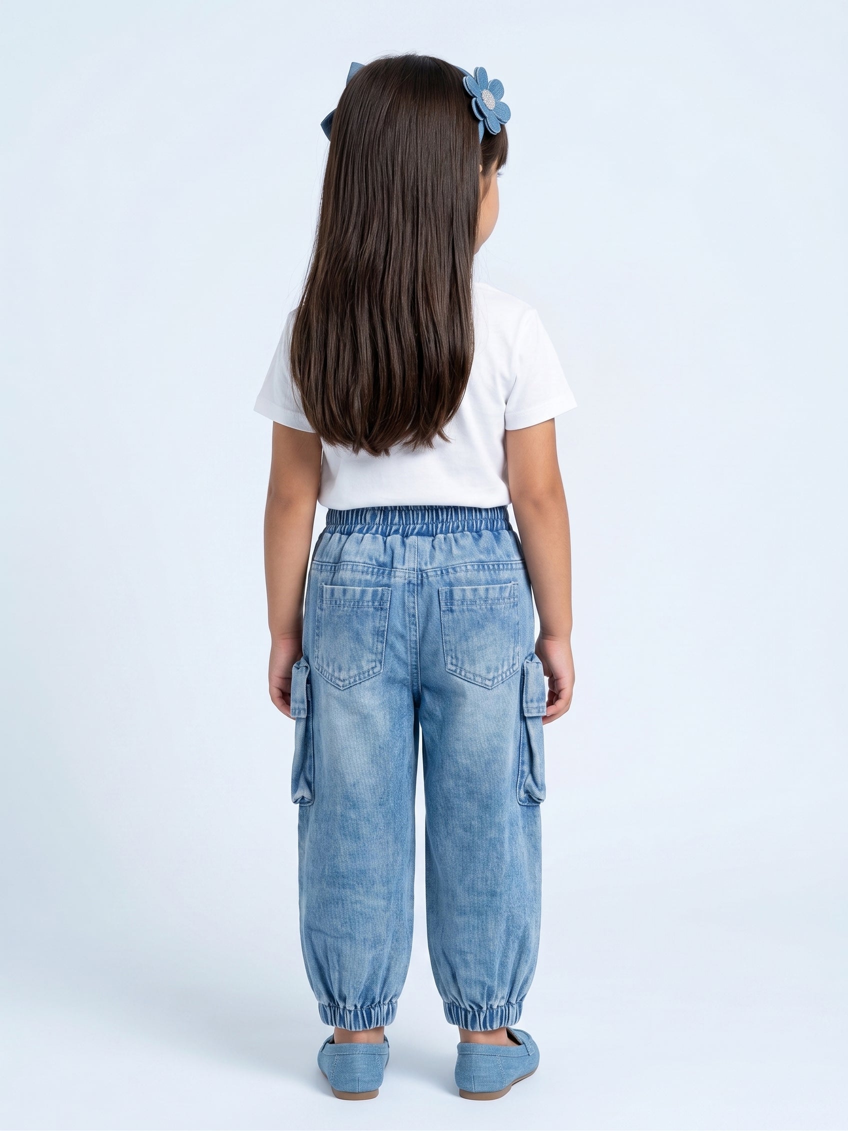 Barbie Girl Light Blue Denim Cargo Joggers BAIP0001