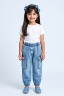 Barbie Girl Light Blue Denim Cargo Joggers BAIP0001