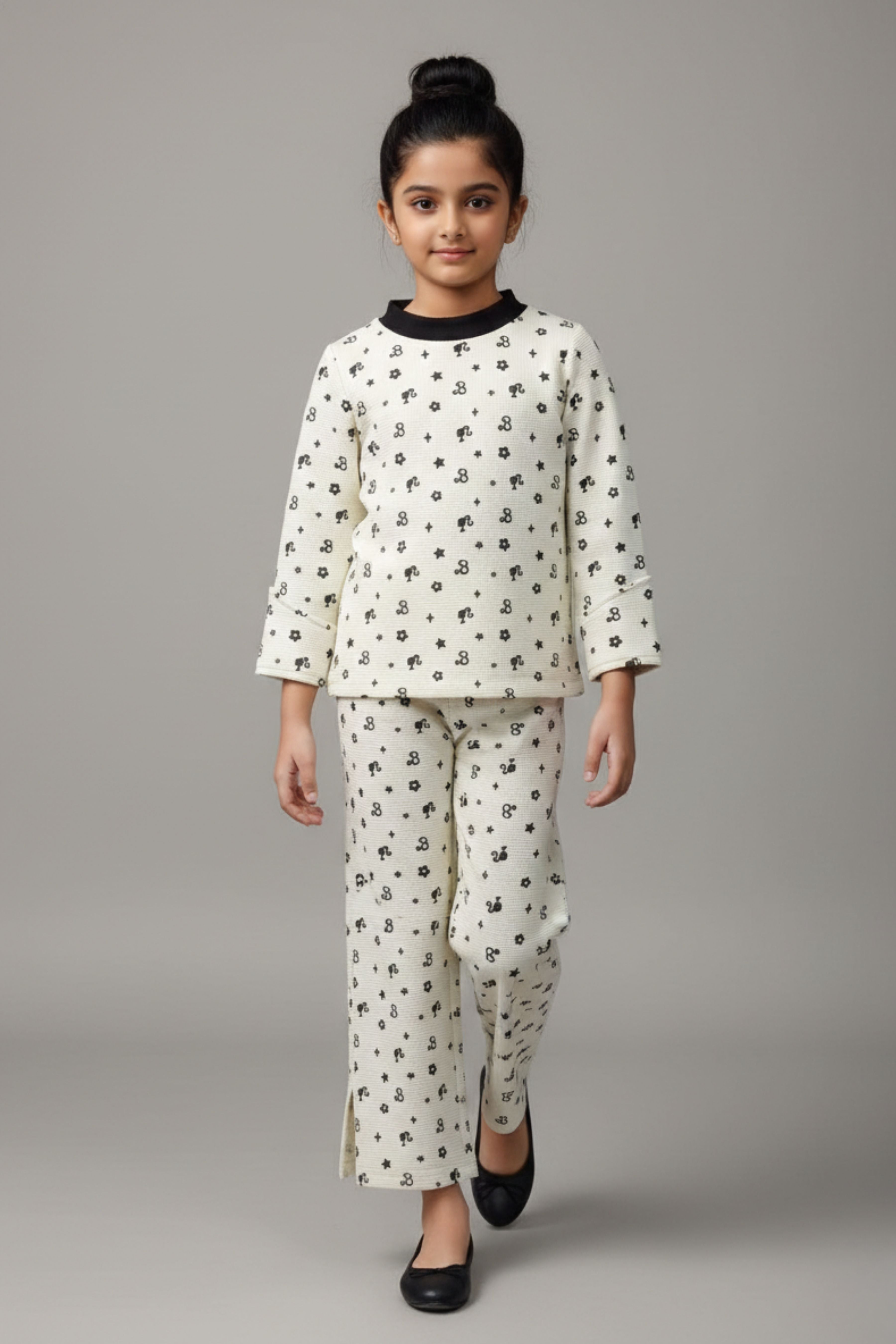 Barbie White All-Over Print Co-ord Set for Girls | Toddlers
