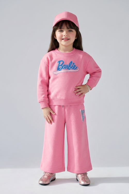 Barbie Flamingo Pink Graphic Sweatshirt & Wide-Leg Pants Co-ord Set BAISET0036