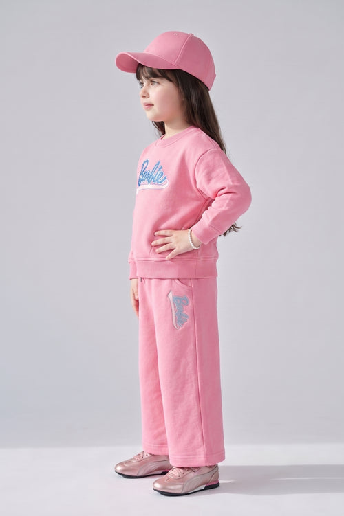 Barbie Flamingo Pink Graphic Sweatshirt & Wide-Leg Pants Co-ord Set BAISET0036