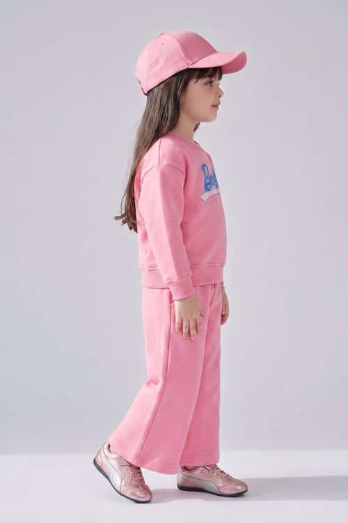 Barbie Flamingo Pink Graphic Sweatshirt & Wide-Leg Pants Co-ord Set BAISET0036
