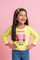 Yellow “Chasing Dreams Barbie” Printed Top BAITP0003