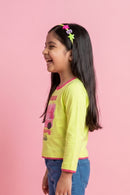 Yellow “Chasing Dreams Barbie” Printed Top BAITP0003