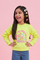Barbie Yellow Graphic Ruffle Sleeve Sweatshirt BAITP0005