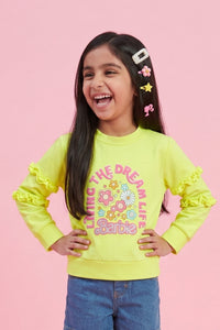 Barbie Yellow Graphic Ruffle Sleeve Sweatshirt BAITP0005