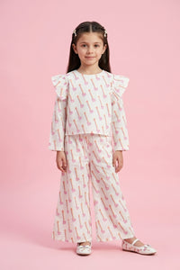 Barbie White Printed Co-Ord Set BAISET0003