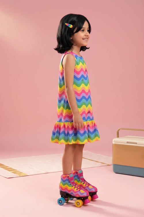 Barbe Rond Buy Barbie Rainbow Wave Print Dress Online for Girls | Barbie by Tiny Girl