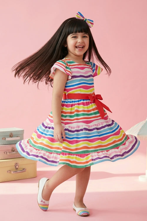 Barbie Frill Sleeve Square Neck Midi BAM1111