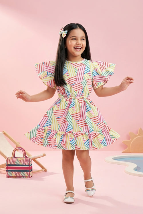 Barbie Round Neck 2-Layered Printed Midi BAM1121